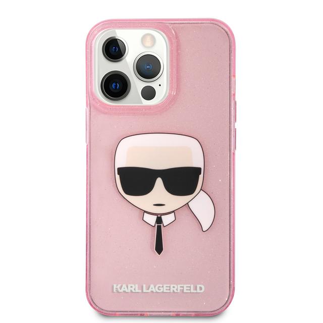 Karl Lagerfeld TPU Full Glitter Karl Head Case For iPhone 13 Pro (6.1") - Pink [ KLHCP13LKHTUGLP ] - SW1hZ2U6MTM4ODQxNw==