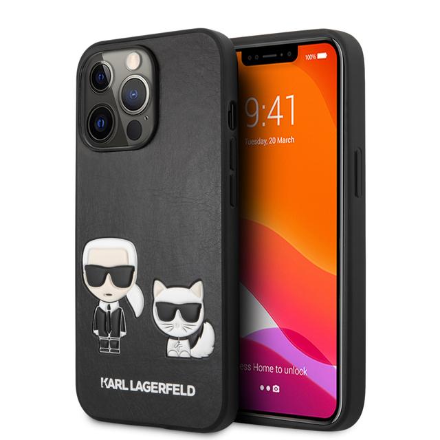 Karl Lagerfeld PU Leather Case Karl & Choupette Bodies Embossed For iPhone 13 Pro (6.1") - Black [ KLHCP13LPCUSKCBK ] - SW1hZ2U6MTM4ODU4MQ==