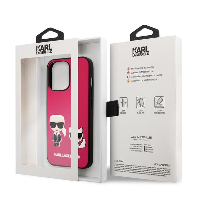 Karl Lagerfeld PU Leather Case Karl & Choupette Bodies Embossed For iPhone 13 Pro (6.1") - Fuschia [ KLHCP13LPCUSKCP ] - SW1hZ2U6MTM4ODczOQ==