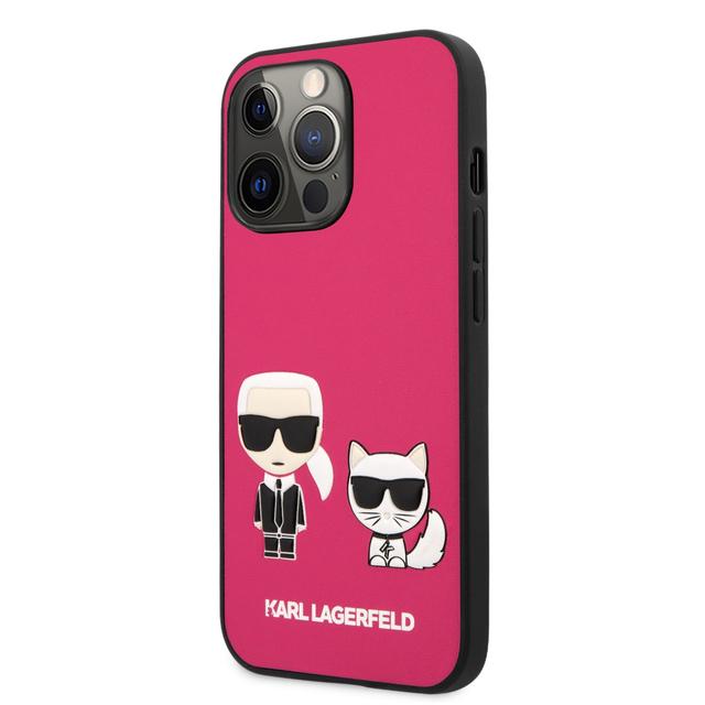 Karl Lagerfeld PU Leather Case Karl & Choupette Bodies Embossed For iPhone 13 Pro (6.1") - Fuschia [ KLHCP13LPCUSKCP ] - SW1hZ2U6MTM4ODc0NQ==