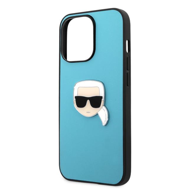 Karl Lagerfeld PU Leather Case Karl Head Metal Logo For iPhone 13 Pro (6.1") - Blue [ KLHCP13LPKMB ] - SW1hZ2U6MTM4ODY4OA==