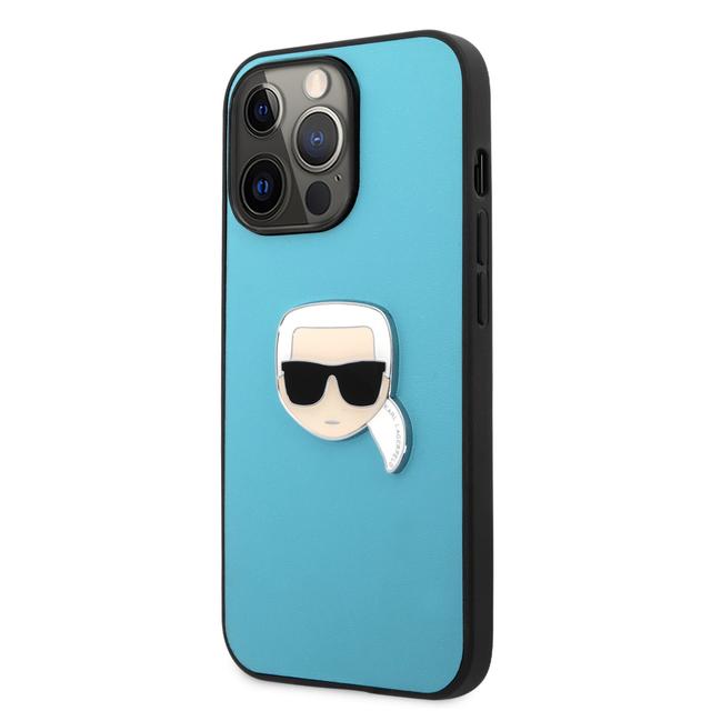 Karl Lagerfeld PU Leather Case Karl Head Metal Logo For iPhone 13 Pro (6.1") - Blue [ KLHCP13LPKMB ] - SW1hZ2U6MTM4ODY5MA==