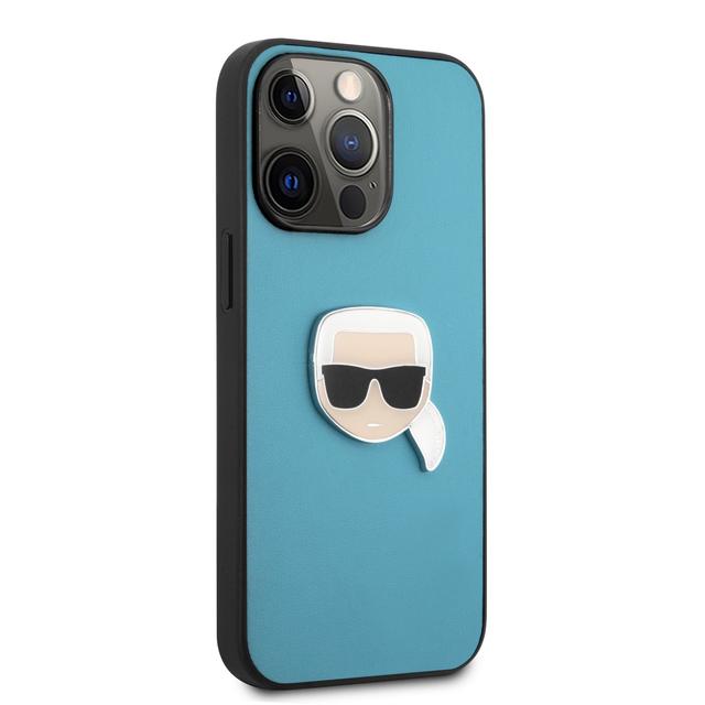 Karl Lagerfeld PU Leather Case Karl Head Metal Logo For iPhone 13 Pro (6.1") - Blue [ KLHCP13LPKMB ] - SW1hZ2U6MTM4ODY5OA==