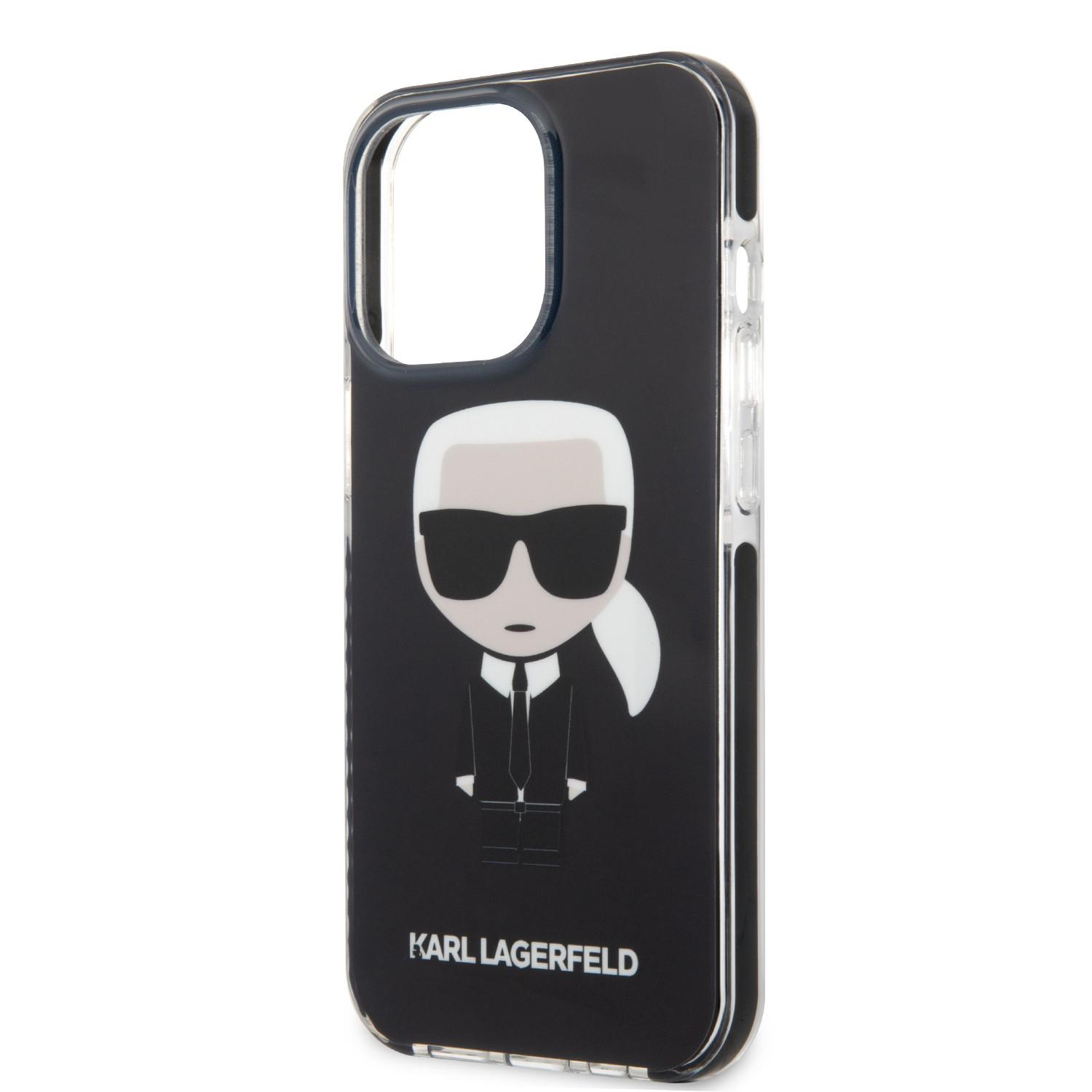 كفر جوال ايفون 13 برو ايكونيك لون أسود من كارل لاغرفيلد Karl Lagerfeld TPE Ikonik Hard Case for iPhone 13 Pro