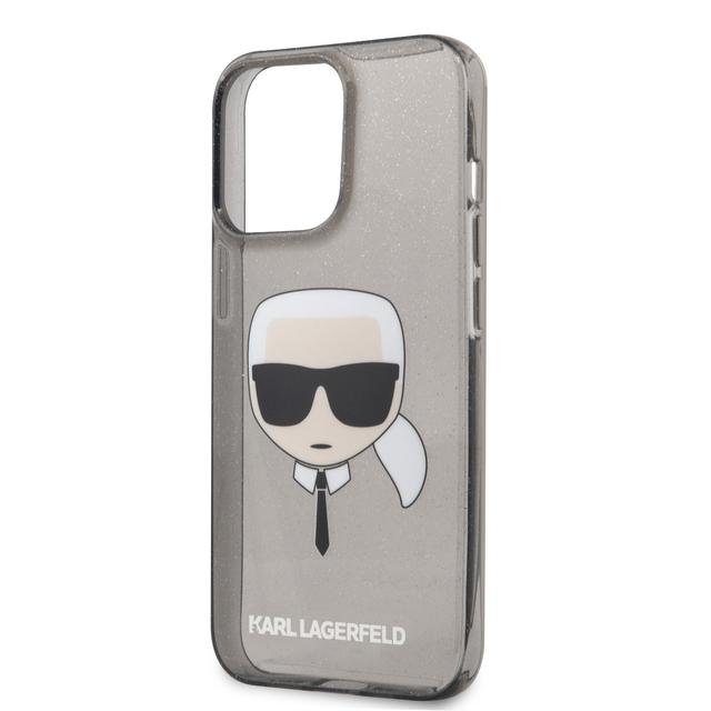 Karl Lagerfeld TPU Full Glitter Karl Head Case For iPhone 13 Pro Max (6.7") - Black [ KLHCP13XKHTUGLB ] - SW1hZ2U6MTM4ODgyOQ==