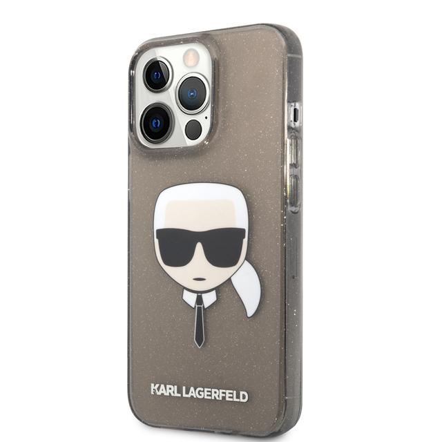 Karl Lagerfeld TPU Full Glitter Karl Head Case For iPhone 13 Pro Max (6.7") - Black [ KLHCP13XKHTUGLB ] - SW1hZ2U6MTM4ODgzMw==