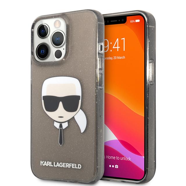 Karl Lagerfeld TPU Full Glitter Karl Head Case For iPhone 13 Pro Max (6.7") - Black [ KLHCP13XKHTUGLB ] - SW1hZ2U6MTM4ODgzNw==