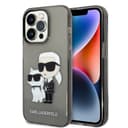 كفر جوال ايفون 14 برو لامع لون أسود من كارل لاغرفيلد Karl Lagerfeld IML Glitter NFT Karl & Choupette Hard Case for iPhone 14 Pro
