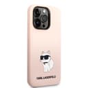 كفر جوال ايفون 14 برو سيليكون لون وردي من كارل لاغرفيلد Karl Lagerfeld Silicone NFT Choupette Hard Case for iPhone 14 Pro - 280506