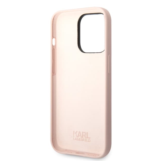 كفر جوال ايفون 14 برو سيليكون لون وردي من كارل لاغرفيلد Karl Lagerfeld Silicone NFT Choupette Hard Case for iPhone 14 Pro - 280509