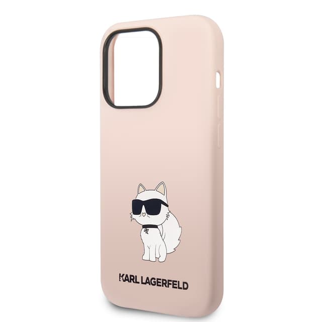 كفر جوال ايفون 14 برو سيليكون لون وردي من كارل لاغرفيلد Karl Lagerfeld Silicone NFT Choupette Hard Case for iPhone 14 Pro - 280511