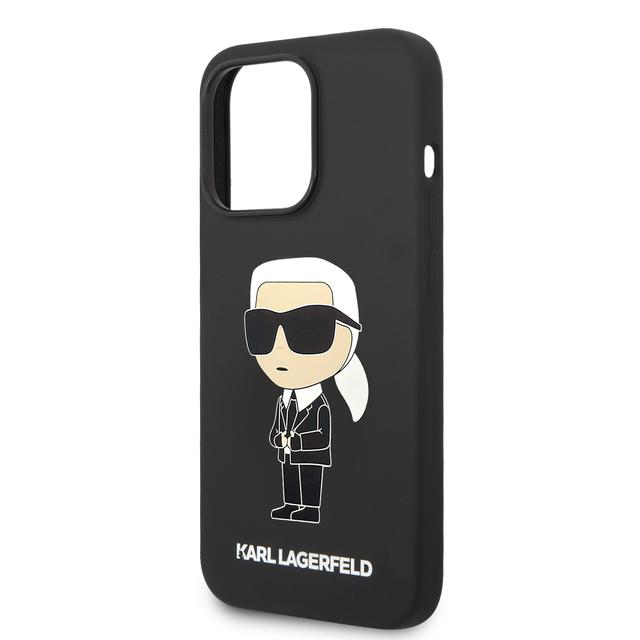 كفر جوال ايفون 14 برو سيليكون ايكونيك لون أسود من كارل لاغرفيلد Karl Lagerfeld Silicone NFT Ikonik Hard Case for iPhone 14 Pro - SW1hZ2U6MTM5MDM4OA==