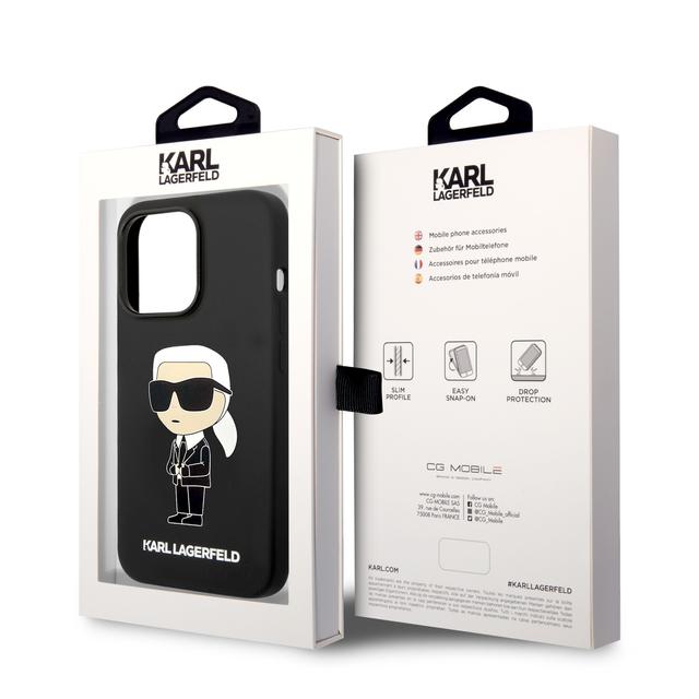 كفر جوال ايفون 14 برو سيليكون ايكونيك لون أسود من كارل لاغرفيلد Karl Lagerfeld Silicone NFT Ikonik Hard Case for iPhone 14 Pro - SW1hZ2U6MTM5MDM5Ng==