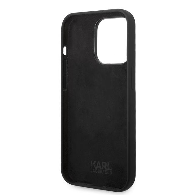 كفر جوال ايفون 14 برو سيليكون ايكونيك لون أسود من كارل لاغرفيلد Karl Lagerfeld Silicone NFT Ikonik Hard Case for iPhone 14 Pro - SW1hZ2U6MTM5MDQwMA==