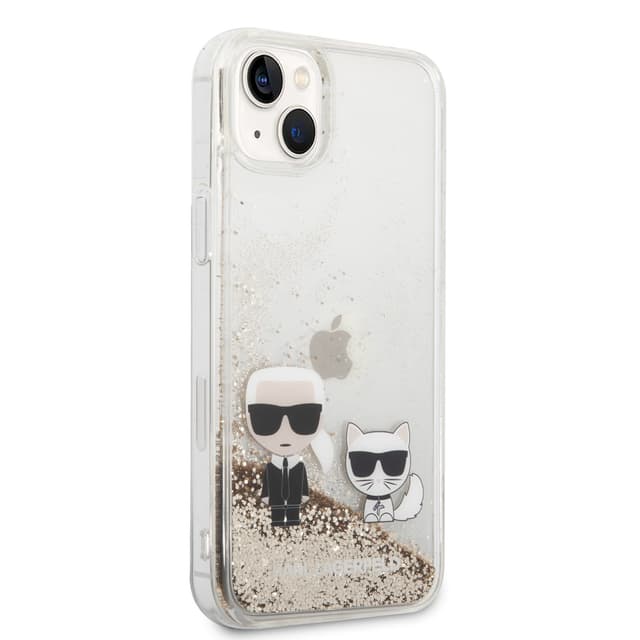 Karl Lagerfeld Liquid Glitter Case Karl And Choupette iPhone 14 Plus-Gold [ KLHCP14MGKCD ] - 281407