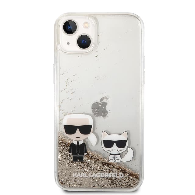 Karl Lagerfeld Liquid Glitter Case Karl And Choupette iPhone 14 Plus-Gold [ KLHCP14MGKCD ] - 281409