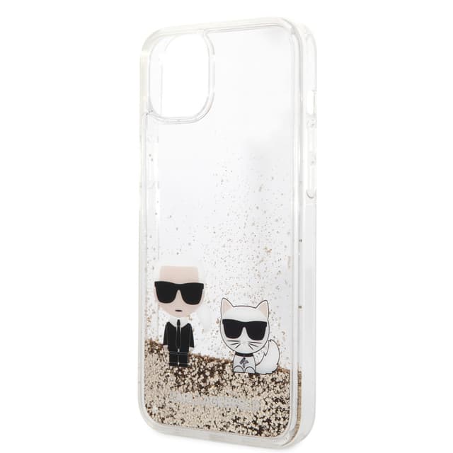 Karl Lagerfeld Liquid Glitter Case Karl And Choupette iPhone 14 Plus-Gold [ KLHCP14MGKCD ] - 281410