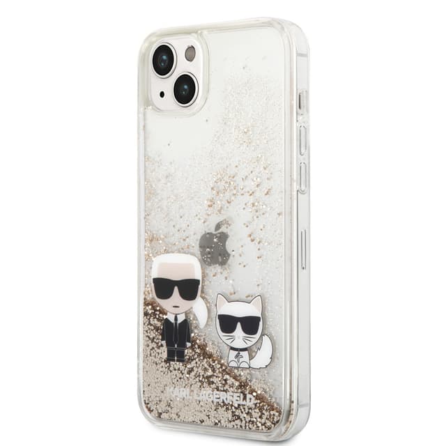 Karl Lagerfeld Liquid Glitter Case Karl And Choupette iPhone 14 Plus-Gold [ KLHCP14MGKCD ] - 281413