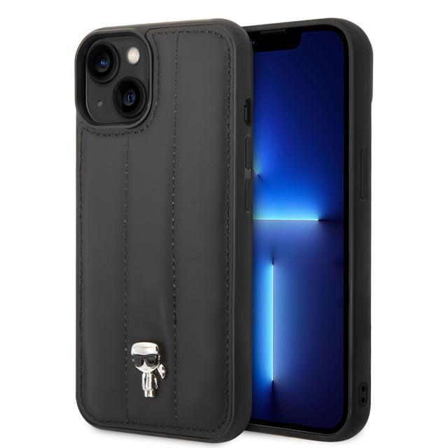 كفر جوال ايفون 14 بلس نايلون منفوخ ايكونيك لون أسود من كارل لاغرفيلد Karl Lagerfeld Nylon Puffy Ikonik Pin Hard Case for iPhone 14 Plus - SW1hZ2U6MTM4OTQ5MQ==