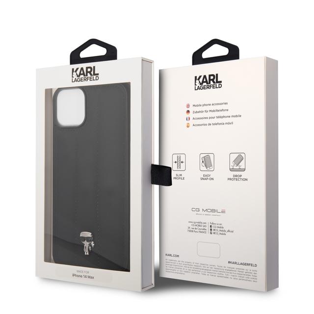 كفر جوال ايفون 14 بلس نايلون منفوخ ايكونيك لون أسود من كارل لاغرفيلد Karl Lagerfeld Nylon Puffy Ikonik Pin Hard Case for iPhone 14 Plus - SW1hZ2U6MTM4OTQ5Mw==