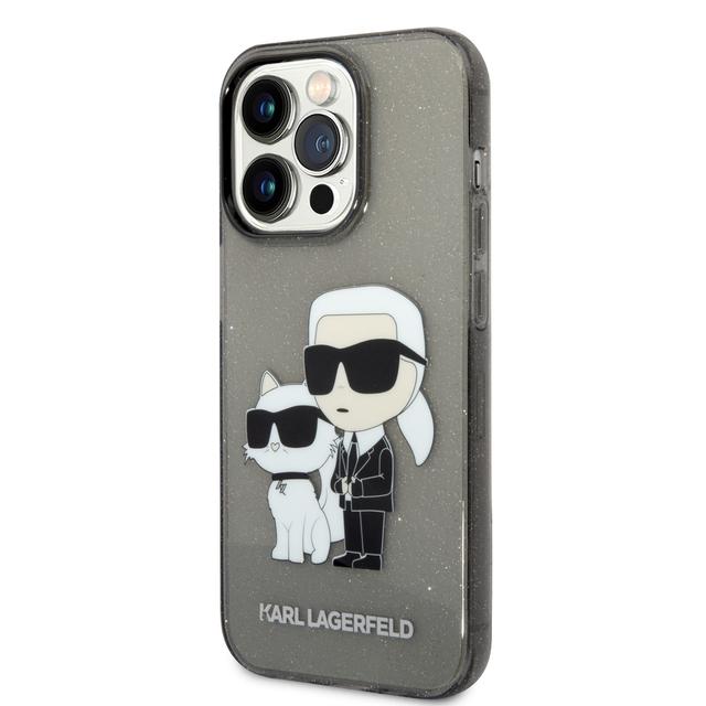 Karl Lagerfeld IML Glitter NFT Karl & Choupette Hard Case for iPhone 14 Pro Max - Black [ KLHCP14XHNKCTGK ] - SW1hZ2U6MTM5MDUyNg==