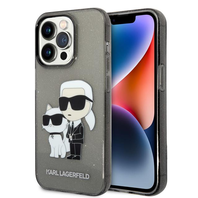 كفر جوال ايفون 14 برو ماكس لامع لون أسود من كارل لاغرفيلد Karl Lagerfeld IML Glitter NFT Karl & Choupette Hard Case for iPhone 14 Pro Max - SW1hZ2U6MTM5MDUzMA==