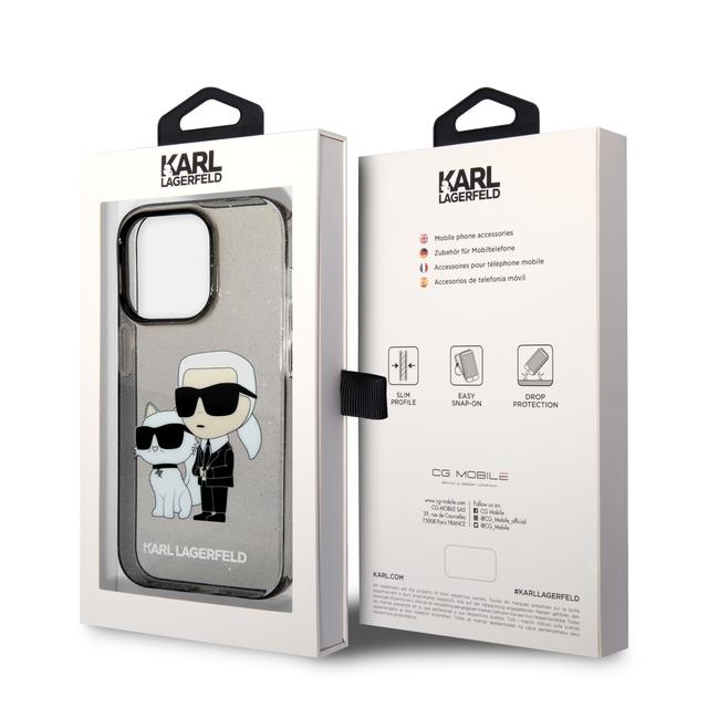 Karl Lagerfeld IML Glitter NFT Karl & Choupette Hard Case for iPhone 14 Pro Max - Black [ KLHCP14XHNKCTGK ] - SW1hZ2U6MTM5MDUzMg==