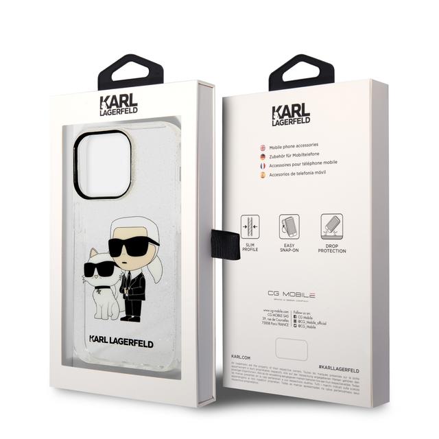 Karl Lagerfeld IML Glitter NFT Karl & Choupette Hard Case for iPhone 14 Pro Max - Transparent [ KLHCP14XHNKCTGT ] - SW1hZ2U6MTM5MDQ4Mw==