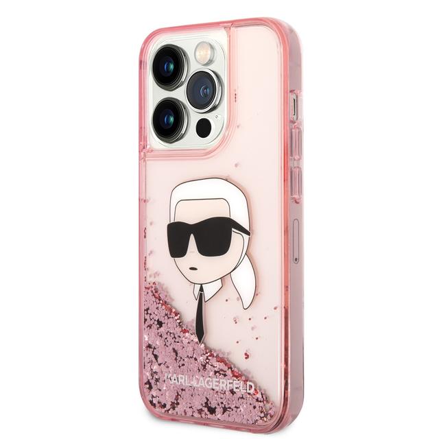 Karl Lagerfeld Liquid Glitter NFT Karl`s Head Hard Case for iPhone 14 Pro Max - Pink [ KLHCP14XLNKHCP ] - SW1hZ2U6MTM5MDg2Mw==