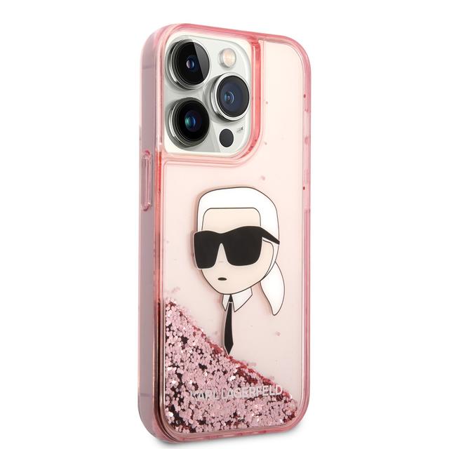 Karl Lagerfeld Liquid Glitter NFT Karl`s Head Hard Case for iPhone 14 Pro Max - Pink [ KLHCP14XLNKHCP ] - SW1hZ2U6MTM5MDg2OQ==