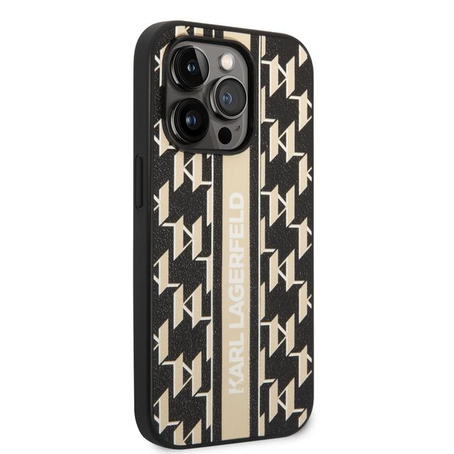 كفر جوال ايفون 14 برو ماكس جلدي لون بني من كارل لاغرفيلد Karl Lagerfeld Grained PU Leather Case With Monogram Pattern & Vertical Logo Stripe iPhone 14 Pro Max - SW1hZ2U6MTM5MTI0Nw==