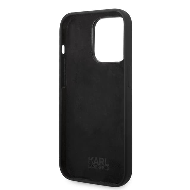 كفر جوال ايفون 14 برو ماكس سيليكون لون أسود من كارل لاغرفيلد Karl Lagerfeld Silicone Karl`s Head Hard Case for iPhone 14 Pro Max - 281080