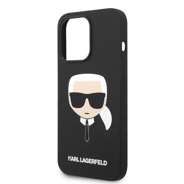 كفر جوال ايفون 14 برو ماكس سيليكون لون أسود من كارل لاغرفيلد Karl Lagerfeld Silicone Karl`s Head Hard Case for iPhone 14 Pro Max - 281081