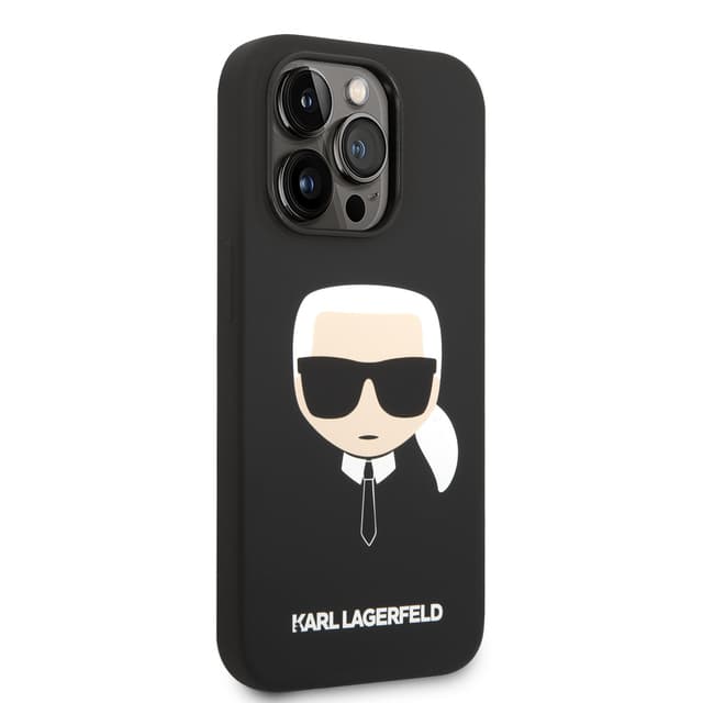 كفر جوال ايفون 14 برو ماكس سيليكون لون أسود من كارل لاغرفيلد Karl Lagerfeld Silicone Karl`s Head Hard Case for iPhone 14 Pro Max - 281083