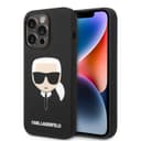 كفر جوال ايفون 14 برو ماكس سيليكون لون أسود من كارل لاغرفيلد Karl Lagerfeld Silicone Karl`s Head Hard Case for iPhone 14 Pro Max - 281084