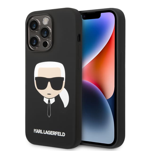 كفر جوال ايفون 14 برو ماكس سيليكون لون أسود من كارل لاغرفيلد Karl Lagerfeld Silicone Karl`s Head Hard Case for iPhone 14 Pro Max - 281084