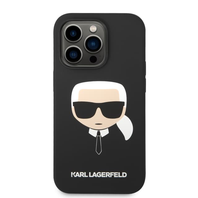 كفر جوال ايفون 14 برو ماكس سيليكون لون أسود من كارل لاغرفيلد Karl Lagerfeld Silicone Karl`s Head Hard Case for iPhone 14 Pro Max - 281085