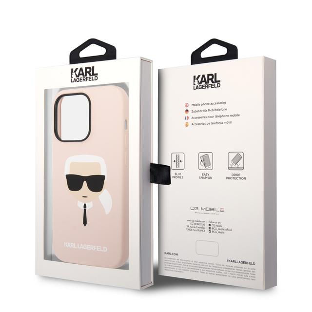 كفر جوال ايفون 14 برو ماكس سيليكون لون وردي من كارل لاغرفيلد Karl Lagerfeld Silicone Karl`s Head Hard Case for iPhone 14 Pro Max - SW1hZ2U6MTM5MDk1Mg==