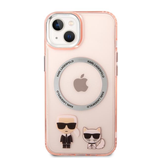 كفر جوال ايفون 14 بلس ماغ سيف شفاف لون وردي من كارل لاغرفيلد Karl Lagerfeld Magsafe PC TPU Case With Ring For iPhone 14 Plus - SW1hZ2U6MTM5MTcxNg==