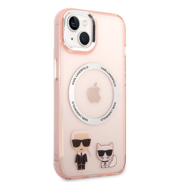 كفر جوال ايفون 14 بلس ماغ سيف شفاف لون وردي من كارل لاغرفيلد Karl Lagerfeld Magsafe PC TPU Case With Ring For iPhone 14 Plus - SW1hZ2U6MTM5MTcyMA==