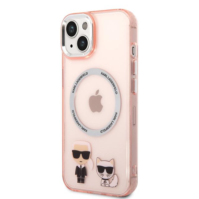 كفر جوال ايفون 14 بلس ماغ سيف شفاف لون وردي من كارل لاغرفيلد Karl Lagerfeld Magsafe PC TPU Case With Ring For iPhone 14 Plus - SW1hZ2U6MTM5MTcyNA==