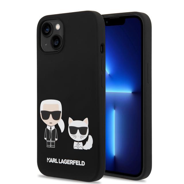 كفر جوال ايفون 14 بلس سيليكون ناعم لون أسود من كارل لاغرفيلد Karl Lagerfeld Liquid Silicone Karl & Choupette Case for iPhone 14 Plus - SW1hZ2U6MTM5MTg3MA==