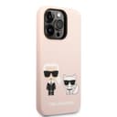 كفر جوال ايفون 14 برو ماكس سيليكون ناعم لون وردي فاتح من كارل لاغرفيلد Karl Lagerfeld Liquid Silicone Karl & Choupette Case for iPhone 14 Pro Max - 281184