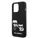 كفر جوال ايفون 14 برو ماكس سيليكون ناعم لون أسود من كارل لاغرفيلد Karl Lagerfeld Liquid Silicone Karl & Choupette Case for iPhone 14 Pro Max