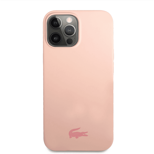 كفر حماية ايفون 14 برو سيليكون زهر لاكوست Lacoste HC Liquid Silicone & Microfiber Glossy Printing Logo Case For iPhone 14 Pro Pink - 281492