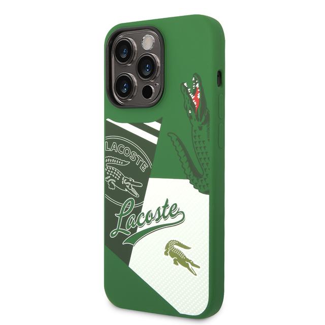 Lacoste HC Liquid Silicone & Microfiber Patchwork B Case For iPhone 14 Pro - Green [ LCHCP14LSPABN ] - SW1hZ2U6MTM5MjM2NQ==