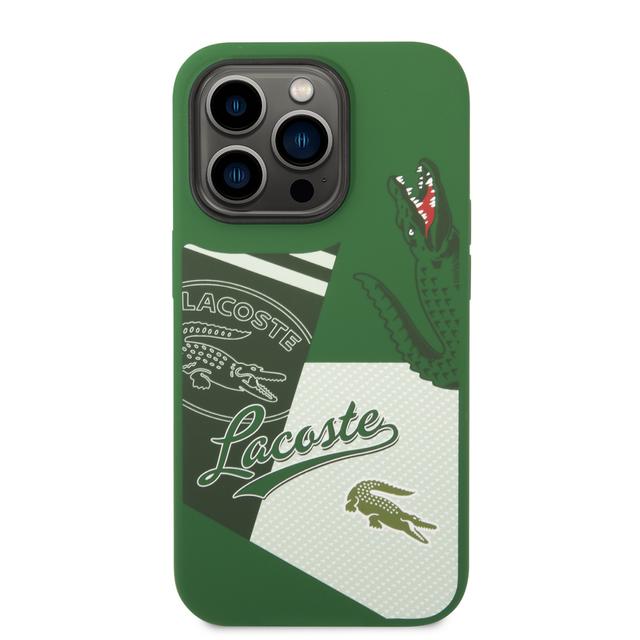 Lacoste HC Liquid Silicone & Microfiber Patchwork B Case For iPhone 14 Pro - Green [ LCHCP14LSPABN ] - SW1hZ2U6MTM5MjM2OQ==