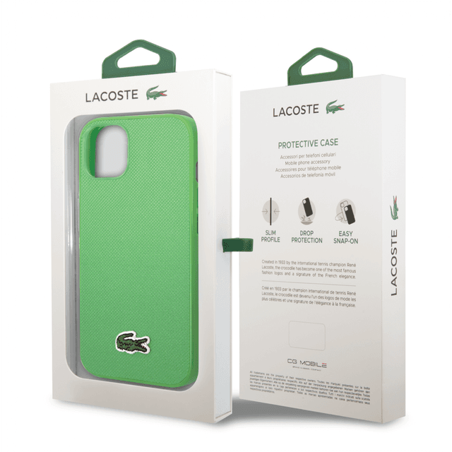 كفر حماية ايفون 14 بلس أخضر لاكوست Lacoste Hard Case