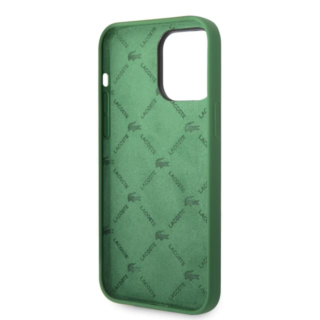 Lacoste HC Liquid Silicone & Microfiber Allover Pattern Case For iPhone 14 Pro Max - Green [ LCHCP14XSON ] - 281610