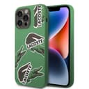 Lacoste HC Liquid Silicone & Microfiber Allover Pattern Case For iPhone 14 Pro Max - Green [ LCHCP14XSON ] - 281611